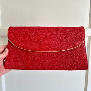 Vintage Mid-Century Glam Red Clutch